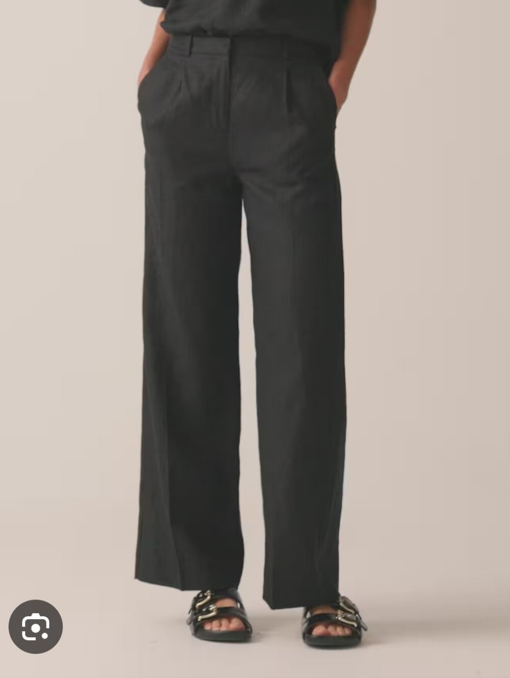 J Crew Wide-Leg Essential Linen Pants Black Size 14